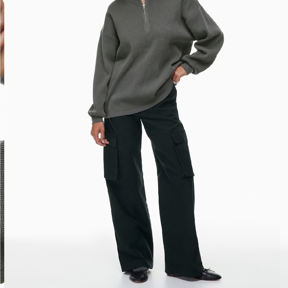 Wilfred Free Loft 1/4 Zip Waffle Sweatshirt Gray Zip Up Soft Relaxed Fit, NWOT